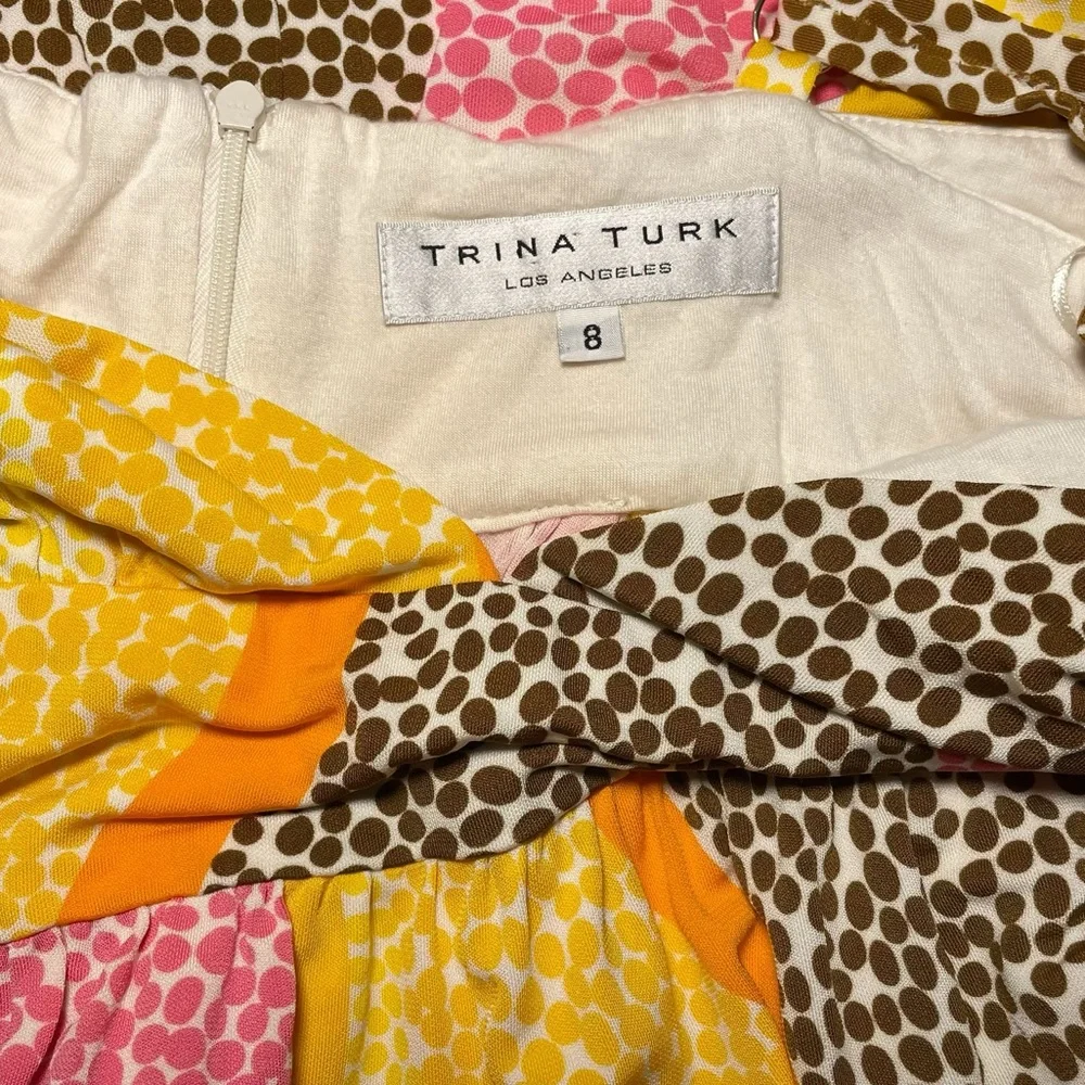 Trina Turk polka dot slip dress sz 8 multi color midi - Picture 3 of 10